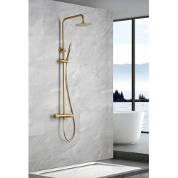IMEX BTD038/OC LINE Conjunto de Ducha Termostático Color Oro Cepillado