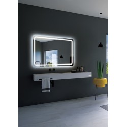 LEDIMEX GREC013/70 GRECIA Espejo LED Cuadrado Canto Redondeado Luz Frontal Cromo 70x80 cm
