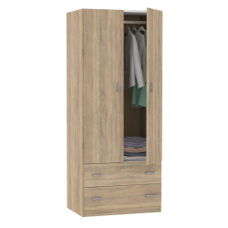 MUEBLES PITARCH Armario 2 Puertas 2 Cajones Roble Cambrian